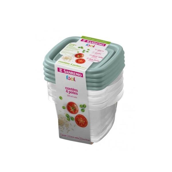 Kit 24 Potes Para Alimentos Quadrado 200 ML Transparente - Sanremo Imagem de Kit 24 Potes Para Alimentos Quadrado 200 ML Transparente