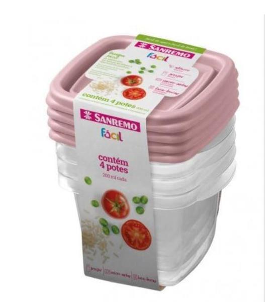 Kit 24 Potes Para Alimentos Quadrado 200 ML Transparente - Sanremo Imagem de Kit 24 Potes Para Alimentos Quadrado 200 ML Transparente