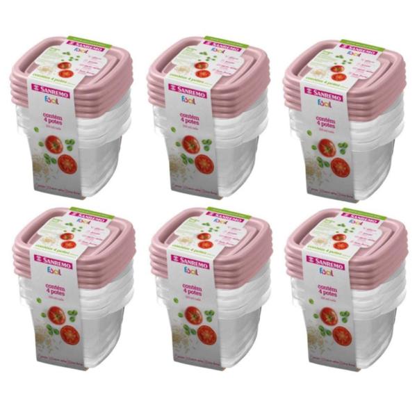 Kit 24 Potes Para Alimentos Quadrado 200 ML Transparente - Sanremo Imagem de Kit 24 Potes Para Alimentos Quadrado 200 ML Transparente