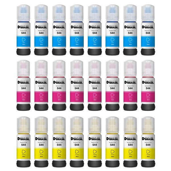 Imagem de KIT 24 Refil de Tinta compatível T544 Ciano, Magenta, Amarelo para impressora Ecotank Epson L3150, L3110, L5190