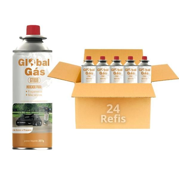 Imagem de Kit 24 refil gás butano para maçarico e fogareiro camping 227g