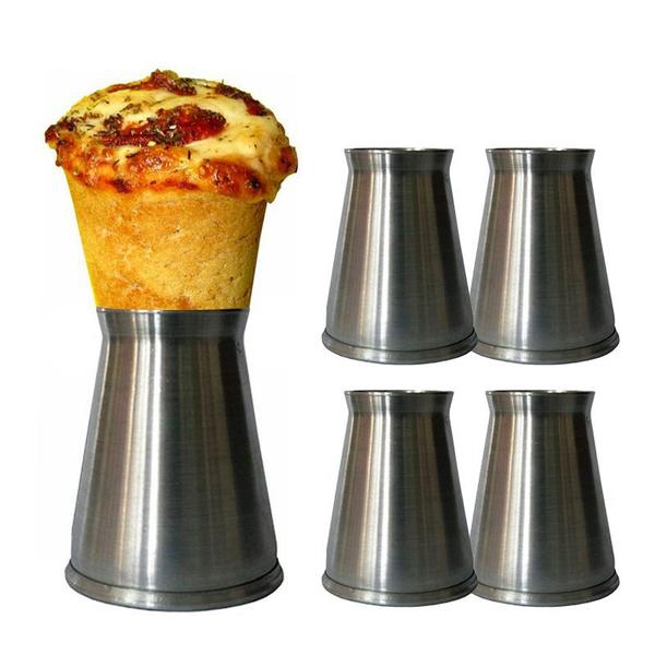 Imagem de kit 24 Suporte Alumínio Escovado Pizza Cone Grande Gastrobel