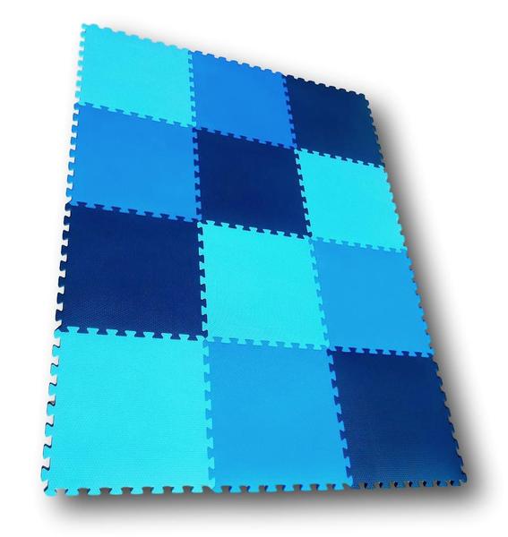 Kit 24 Tatames Eva Tons De Azul Infantil Meninos 50x50x2cm 20mm Imagem de Kit 24 Tatames Eva Tons De Azul Infantil Meninos 50x50x2cm 20mm