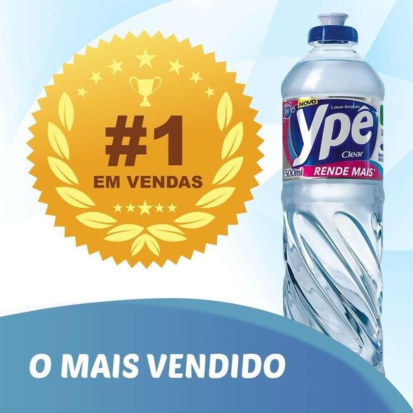 Imagem de Kit 24 Unidades Detergente Ype Líquido Clear 500Ml