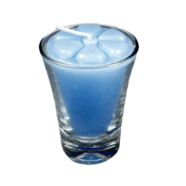 Imagem de Kit 24 velas azul claro 7 cm no copinho 12 h decoração festa