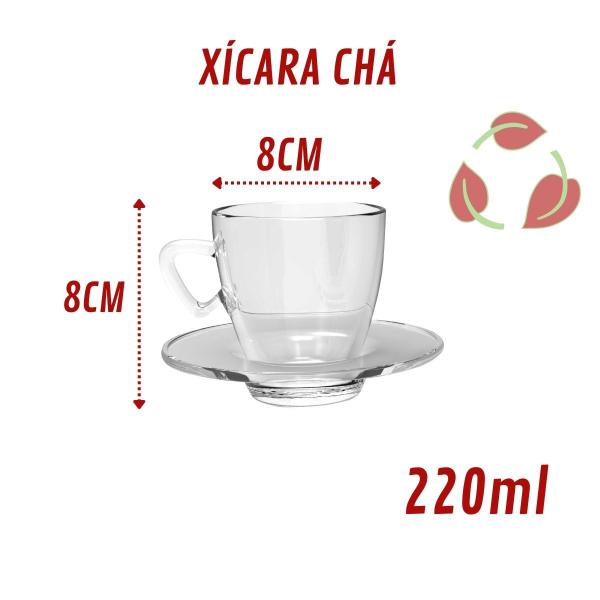 Imagem de Kit 24 Xícaras Chá 220mL Mesa Posta Transparente C/ Pires