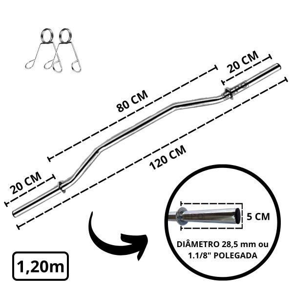 Imagem de Kit 24Kg Anilhas Emborrachadas com Barras de 40cm e 1,20m + Barra W 1,20m