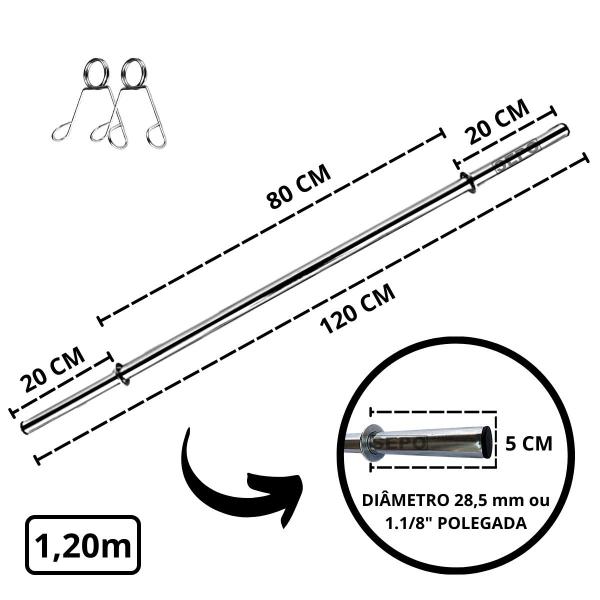 Imagem de Kit 24Kg Anilhas Emborrachadas Pretas com Barras de 40cm e 1,20m + Barra W 1,20m