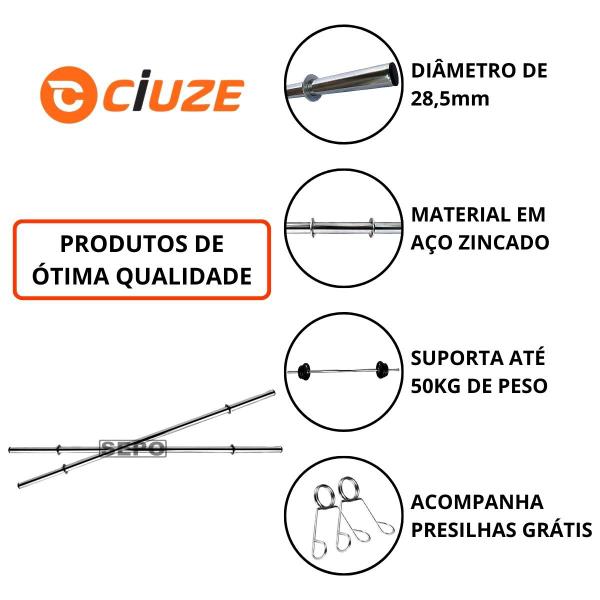 Imagem de Kit 24Kg em Anilhas de Ferro com Barras de 40cm e Barra de 1,20m