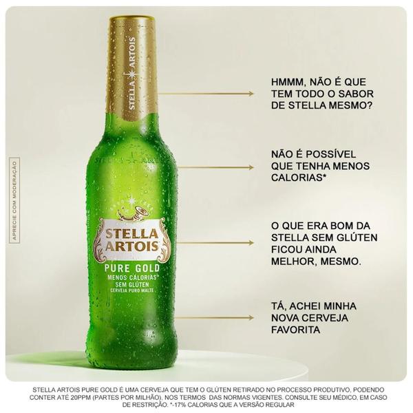 Imagem de Kit 24Un Cerveja Stella Artois Pure Gold Sem Gluten 330Ml