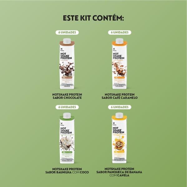 Kit 24x Bebida Proteica NotCo NotShake Protein 250ml 4 Sabores Sortidos Imagem de Kit 24x Bebida Proteica NotCo NotShake Protein 250ml 4 Sabores Sortidos