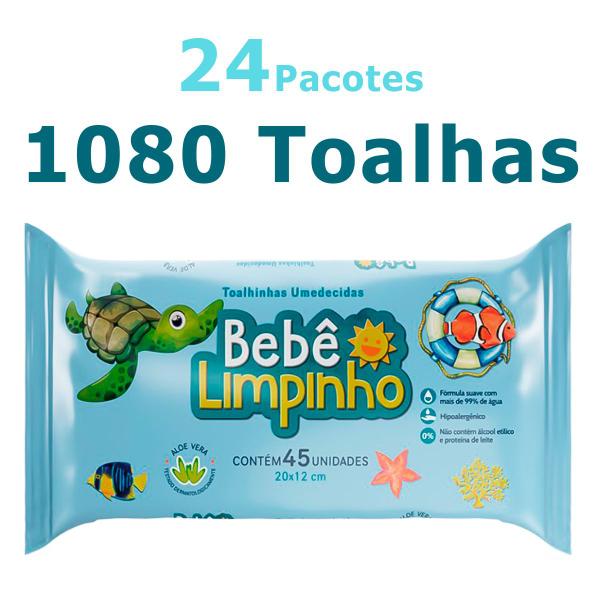 Imagem de Kit 24x Toalhas Umedecidas Bebê Limpinho Aloe Vera 45Un Cada