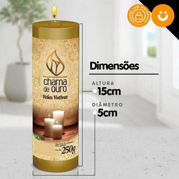 Kit 24x Vela De 7 Dias Atacado 250g Velas Na Cor Dourada - Chama de Ouro Imagem de Kit 24x Vela De 7 Dias Atacado 250g Velas Na Cor Dourada