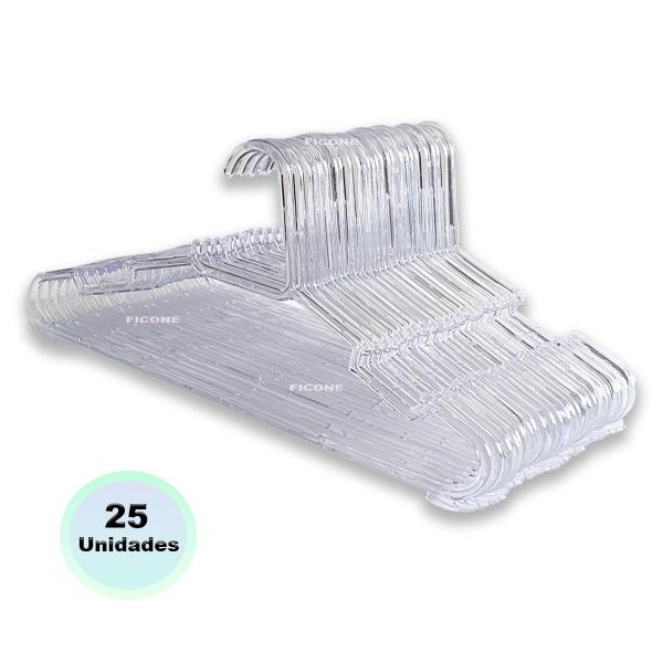 Imagem de Kit 25 Cabides Acrílico Infantil para Roupa de Bebê - Body Criança Cabide Acrílico