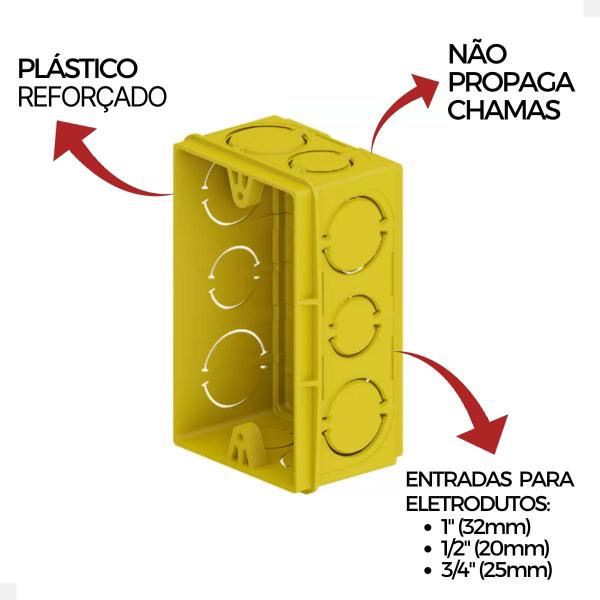 Imagem de Kit 25 Caixas de Lux 4x2 para Tomada Interruptor Brasipla