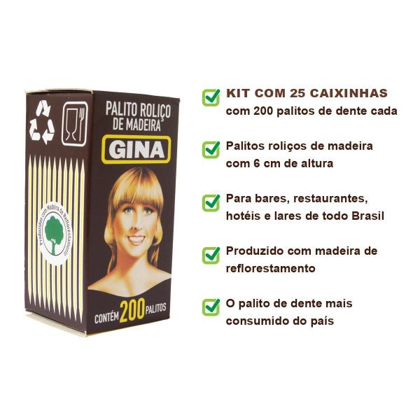 Imagem de Kit 25 caixinhas Palito de Dente de madeira Gina de 200 un