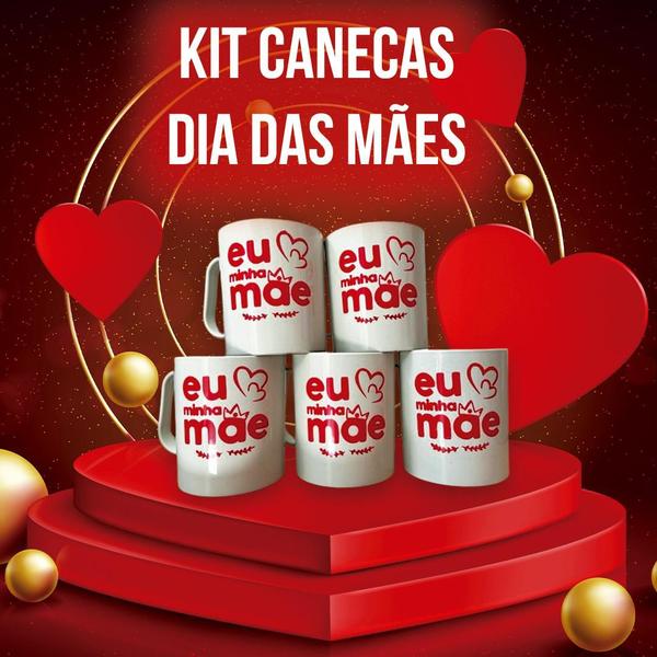 Imagem de Kit 25 Canecas brancas 400ml Estampadas Eu amo minha mãe