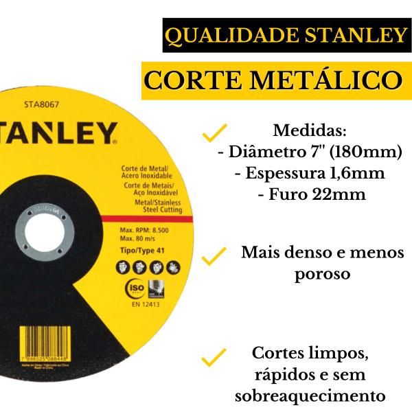 Imagem de Kit 25 Disco De Corte Aço Inox Fino 7 Polegadas Stanley Ferro Metal Abrasivo EsmerilhadeiraSTA8067