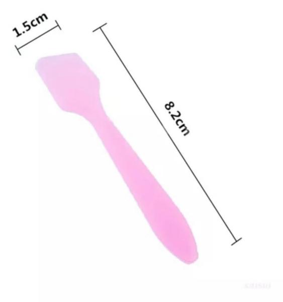 Imagem de Kit 25 Espátulas Pazinha Palheta Mini Para Creme Cosméticos Multiuso Rosa Pink 8cm