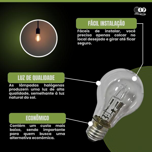 Imagem de Kit 25 Lampada Halógena E27 A55 42w 127v Interna Externa