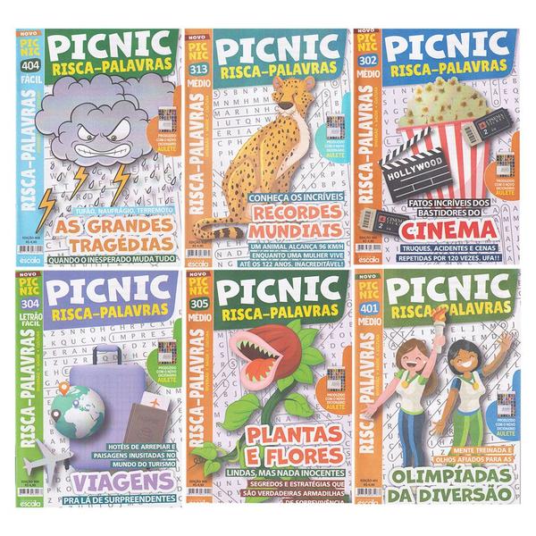 Imagem de Kit 25 Livros de Passatempos Caça Palavras Temáticas Coleção Picnic Risca Palavras, 28 Páginas, Folha Branca