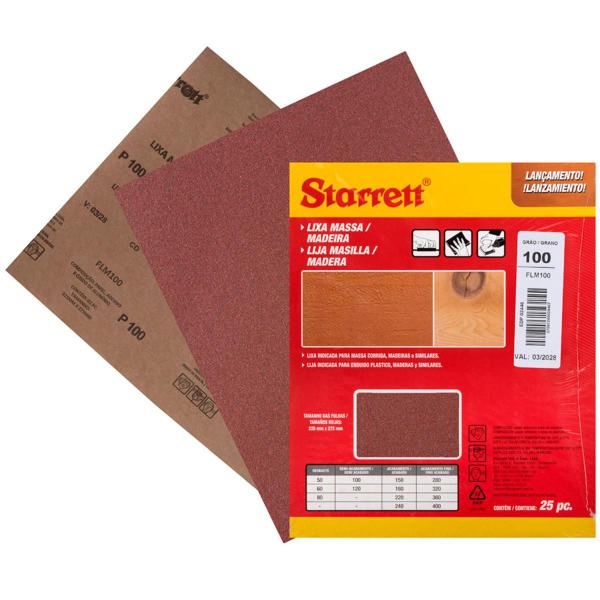 Imagem de Kit 25 Lixa Massa Corrida Madeira Mdf Acabamento Starrett