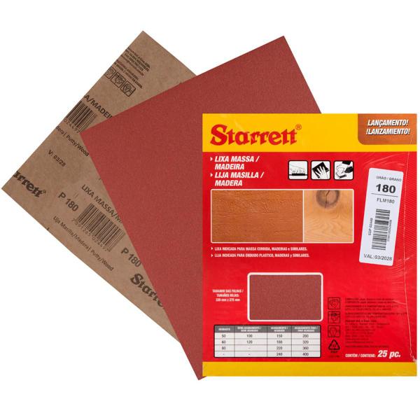 Imagem de Kit 25 Lixa Massa Corrida Madeira Mdf Acabamento Starrett