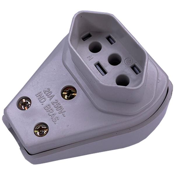 Imagem de Kit 25 Plug Pino Macho 20a 2P+T 90º com 25 Tomada Fêmea 20a 2P+T Para Cabo Gigante