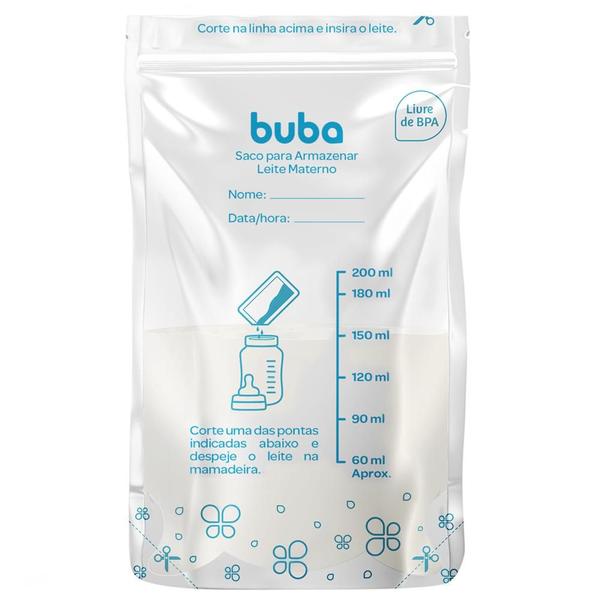 Imagem de Kit 25 Sacos Para Armazenar Leite Materno 200ml - Buba