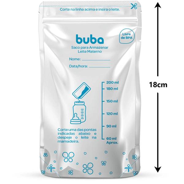 Imagem de Kit 25 Sacos Para Armazenar Leite Materno 200ml - Buba