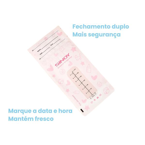 Imagem de Kit 25 Sacos Para Armazenar Leite Materno 210 Ml