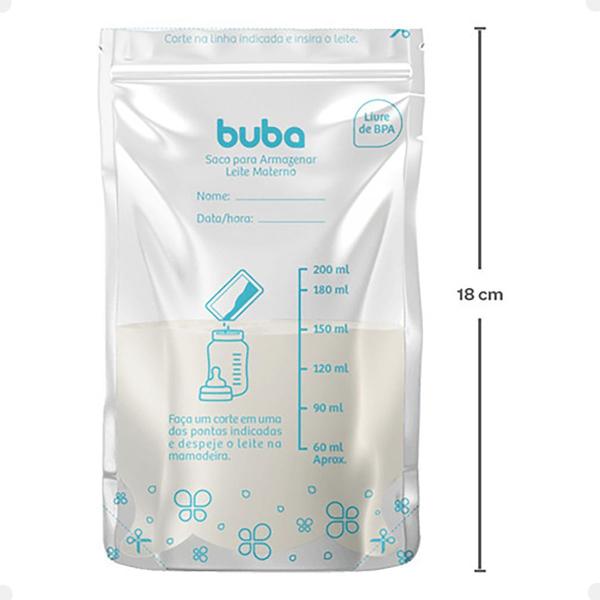 Imagem de Kit 25 Sacos Para Armazenar Leite Materno Bebê 200ml Buba