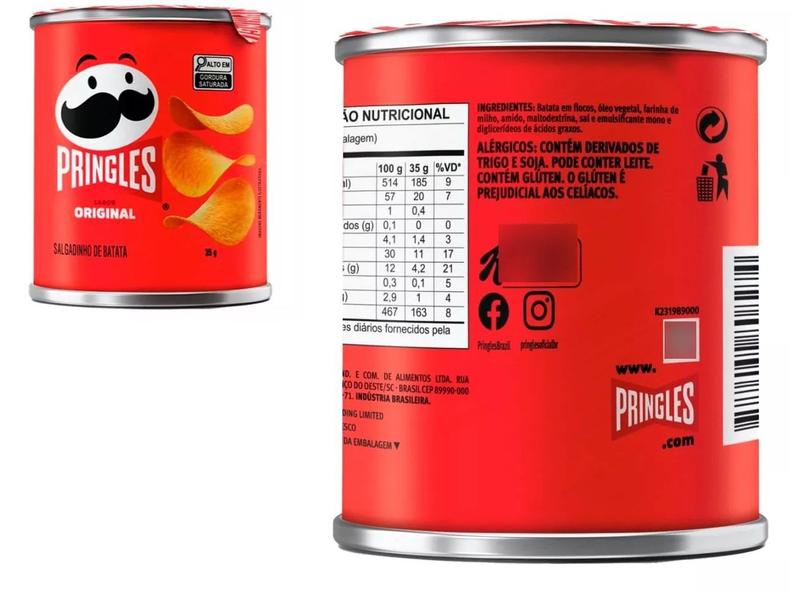 Kit 25 Salgadinho batata chips Pringles de 35g Cada - Pepsico Imagem de Kit 25 Salgadinho batata chips Pringles de 35g Cada