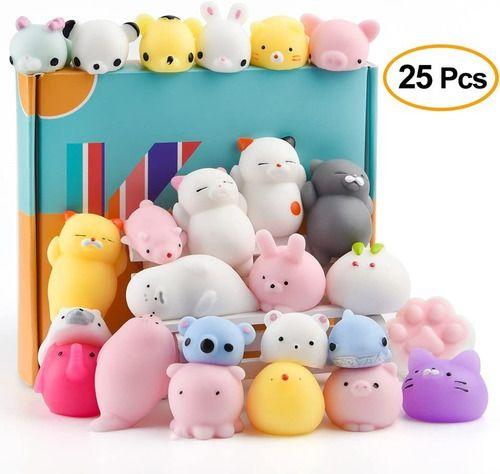 Imagem de Kit 25 Squishy Bichinhos Macio Anti Stress De Apertar Mochi