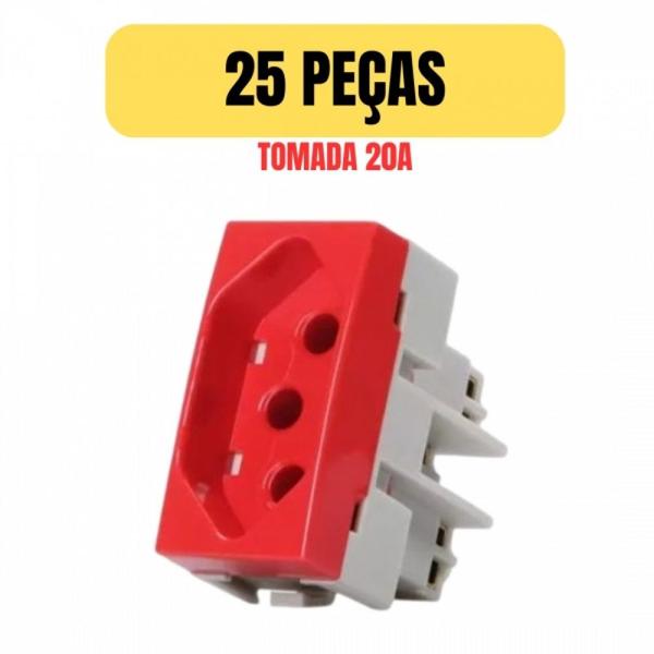 Imagem de Kit 25 tomada 2p+t 20a vermelha margirius sleek pa015918