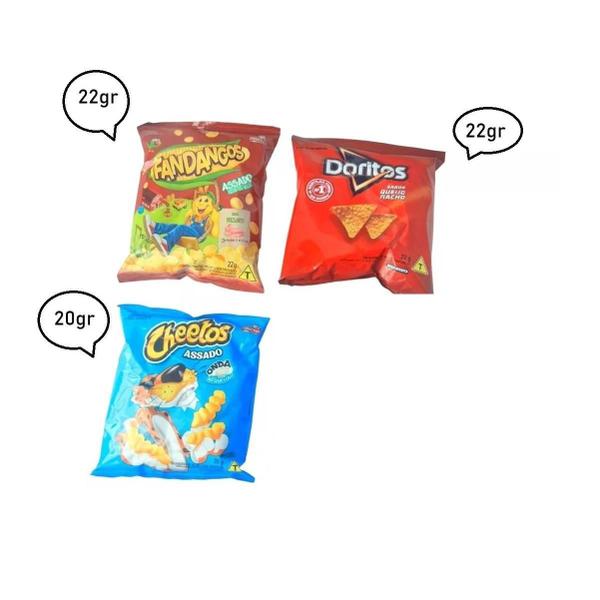 Kit 25 Un Mini Salgadinho Fandangos + Doritos +Cheetos - Pepsico Imagem de Kit 25 Un Mini Salgadinho Fandangos + Doritos +Cheetos