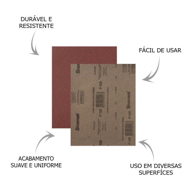 Imagem de Kit 25 Unid. Lixa Massa Madeira 120 Semi Acabamento Starrett