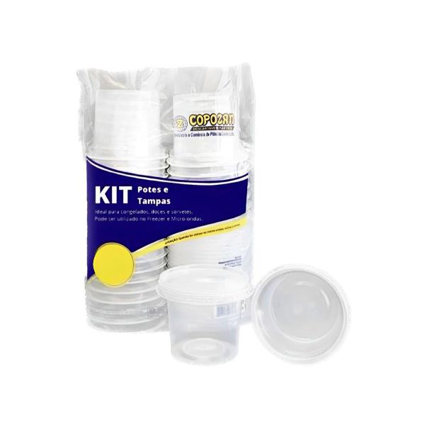 Imagem de Kit 25 Unid. Pote Plástico Redondo Descartável COPOZAN 250/500/1000 Micro-ondas/ Freezer Marmita Fit