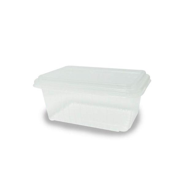 Imagem de Kit 25 Unid. Pote Plastico Retangular Descartável CRISTALCOPO 250 / 500 / 750 / 1000ml Microondas/ Freezer Marmita Fit