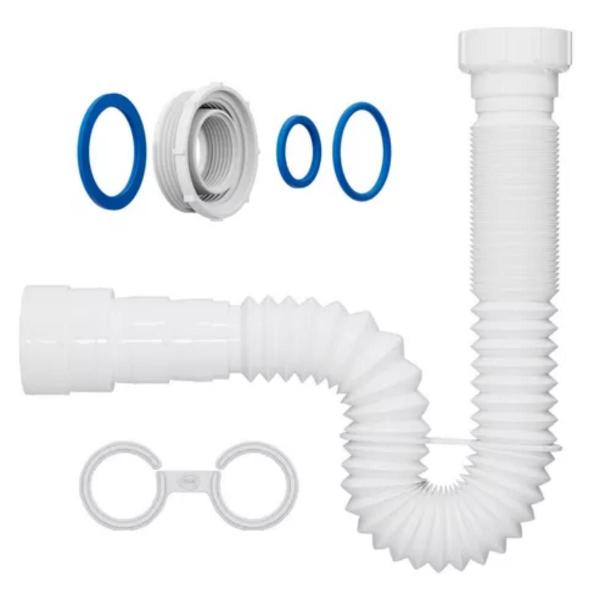 Imagem de Kit 25 unidades - blukit sifão extensivo univ 72 cm.branco porca pp 030101