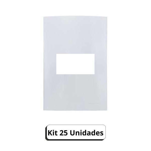 Imagem de Kit 25 unidades - mg placa 4x2 1 posto horizontal br sleek (16038)