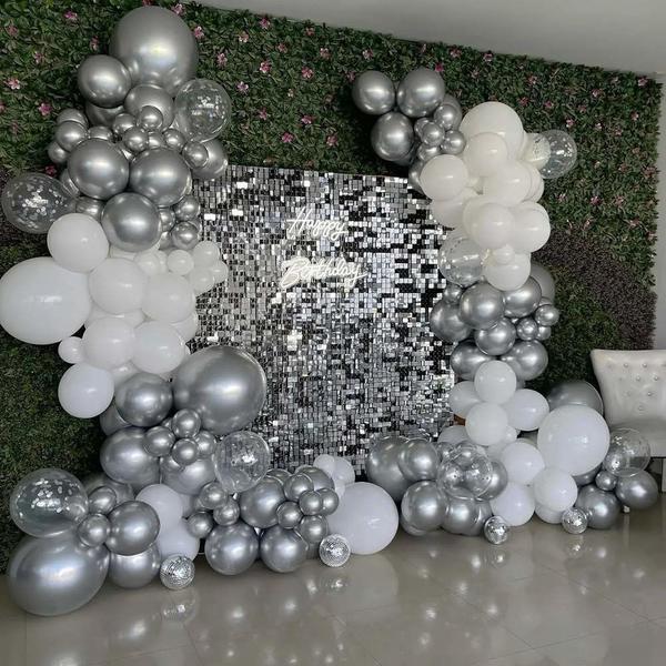 Kit 25 Unidades Painel Decorativo Lantejoula Shimmer Wall Prateado - Open Star Imagem de Kit 25 Unidades Painel Decorativo Lantejoula Shimmer Wall Prateado