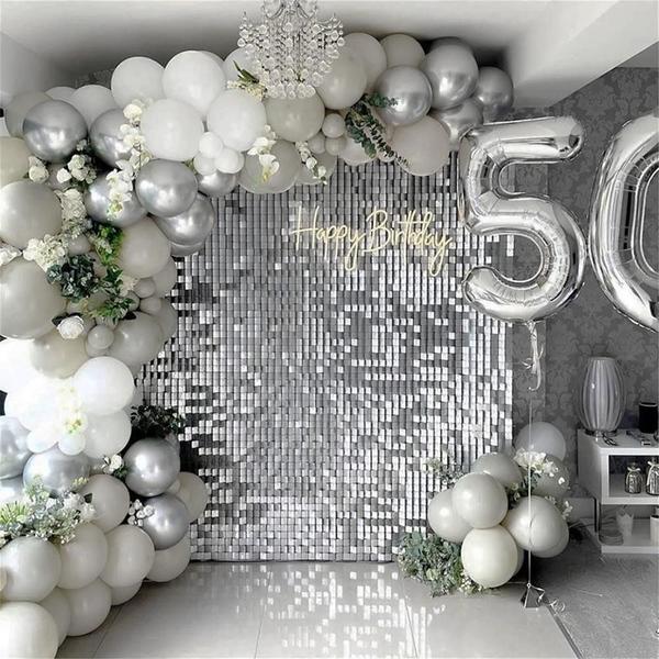 Kit 25 Unidades Painel Decorativo Lantejoula Shimmer Wall Prateado - Open Star Imagem de Kit 25 Unidades Painel Decorativo Lantejoula Shimmer Wall Prateado