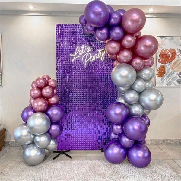 Kit 25 Unidades Painel Decorativo Lantejoula Shimmer Wall Roxo - Open Star Imagem de Kit 25 Unidades Painel Decorativo Lantejoula Shimmer Wall Roxo
