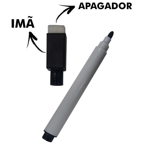 Imagem de Kit 250 Canetas Pretas Para Quadro Branco Com Apagador E Imã