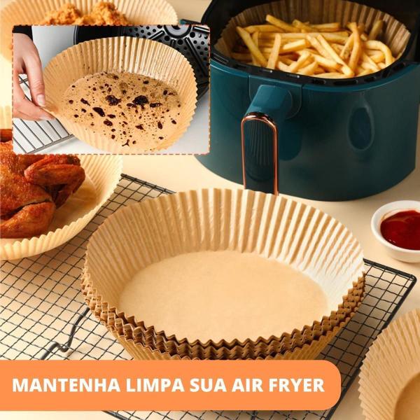 Imagem de Kit 250 Forro Papel Airfryer Descartável Forma Antiaderente