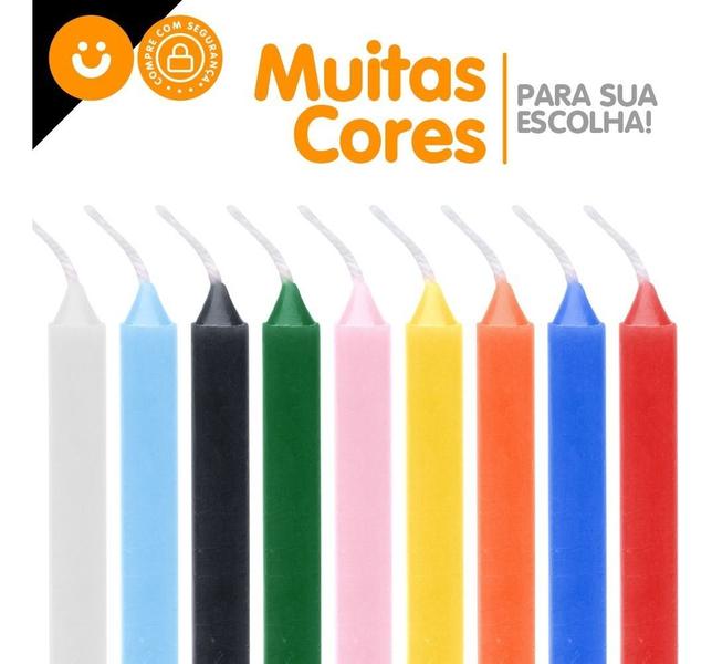 Imagem de Kit 25x Vela Colorida 16cm Vermelha Branca Amarela + Cores