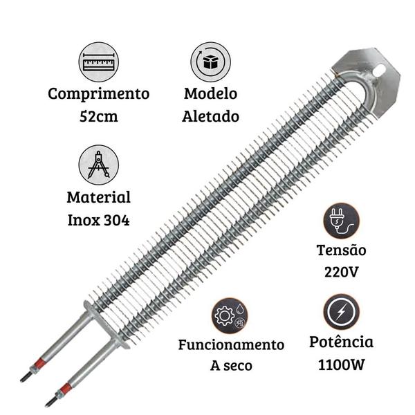 Imagem de Kit 27 Resistencias Aletadas P/Fornos 1100w 220v 520mm