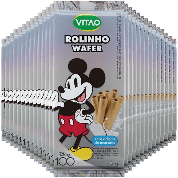 Imagem de Kit 28 Rolinho de Wafer Recheado Vitao Baunilha Zero Açúcar