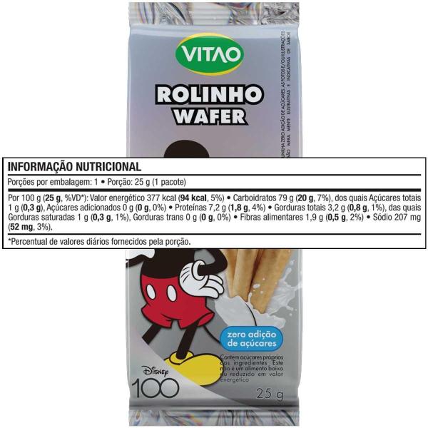 Imagem de Kit 28 Rolinho De Wafer Recheado Vitao Baunilha Zero Açúcar